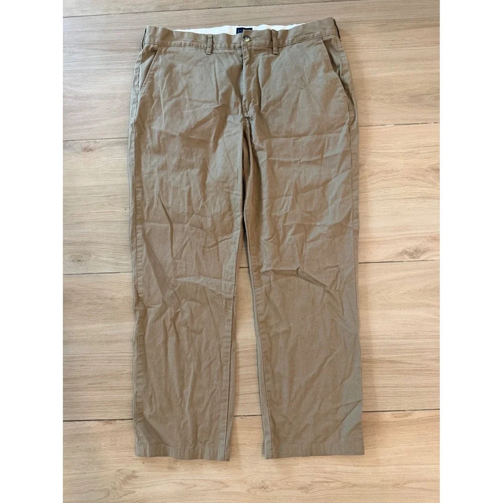 J. Crew Flex Straight Chino Pants Mens 34x30 Khaki Tan Stretch Cotton Trousers